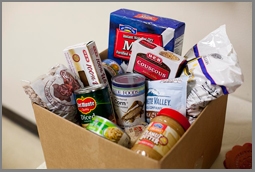 Box overflowing with food
